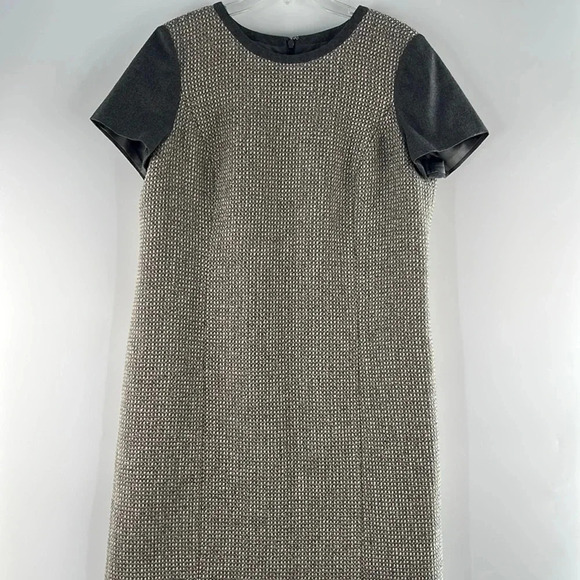 Talbots Tweed Metallic Wool Blend Short Sleeve Shift Dress Lined Size 12 Gray - Picture 2 of 16